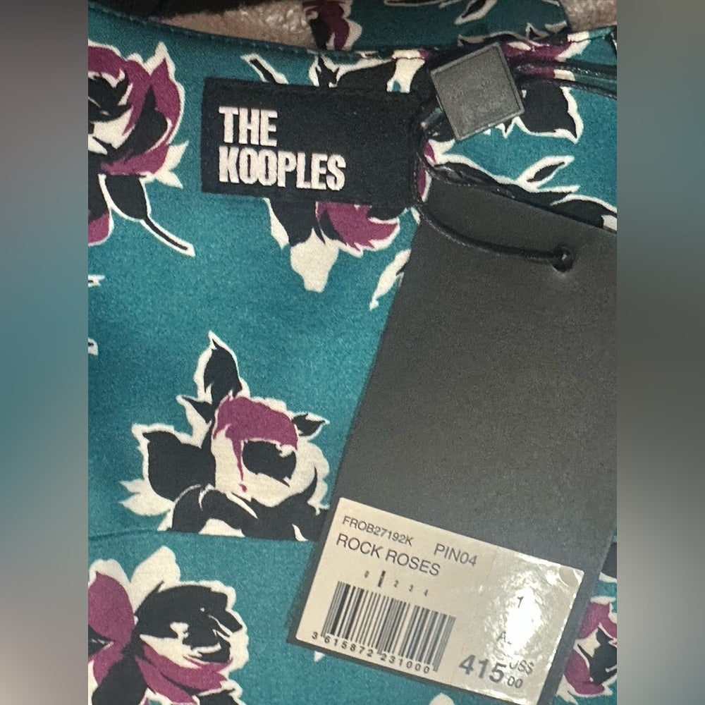 NWT SIZE 1/US 4 The Kooples Blue Floral Long Sleeve Dress
