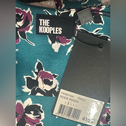 NWT SIZE 1/US 4 The Kooples Blue Floral Long Sleeve Dress