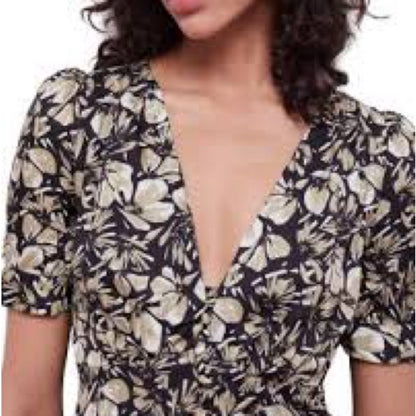 NWT SIZE 2/US 6 The Kooples Black and White Floral Mini Dress