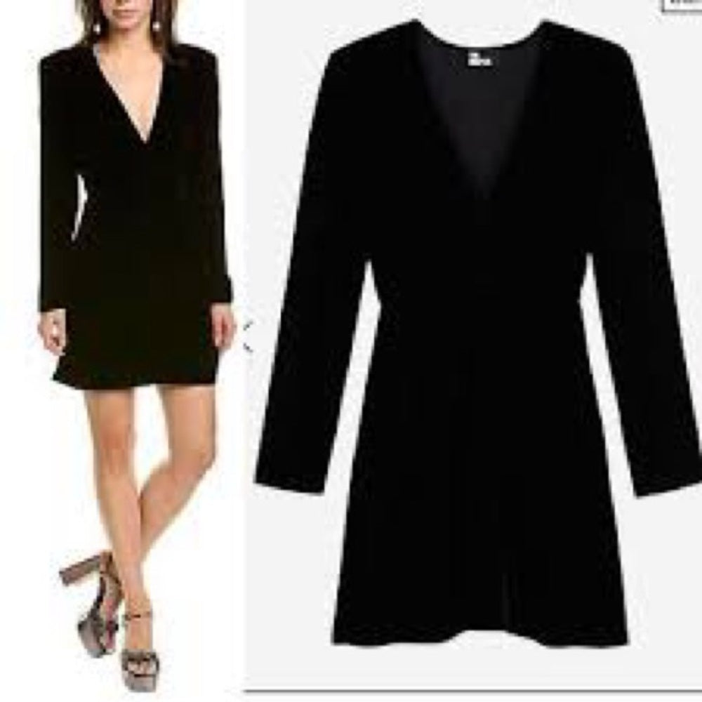 NWT SIZE 2/US 6 The Kooples Elegant Black V-Neck Mini Dress