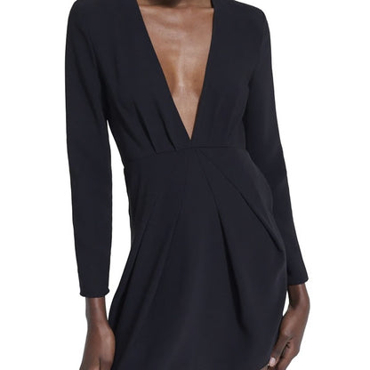 NWT SIZE 2/US 6 The Kooples Elegant Black V-Neck Mini Dress