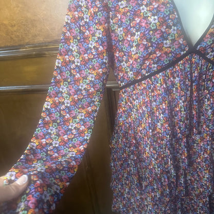 NWT SIZE 1/US4-3/US8 The Kooples Black and Red Floral Long Sleeve Dress