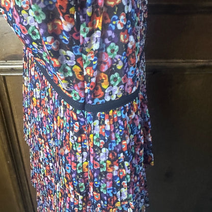 NWT SIZE 1/US4-3/US8 The Kooples Black and Red Floral Long Sleeve Dress