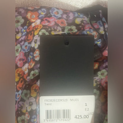 NWT SIZE 1/US4-3/US8 The Kooples Black and Red Floral Long Sleeve Dress