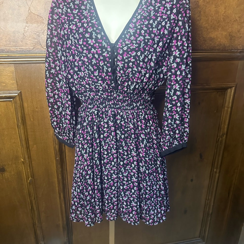 NWT SIZE 1/US 4 The Kooples Black and Pink Mini Dress