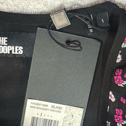 NWT SIZE 1/US 4 The Kooples Black and Pink Mini Dress