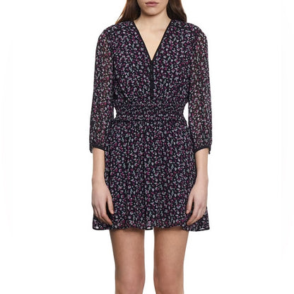 NWT SIZE 1/US 4 The Kooples Black and Pink Mini Dress