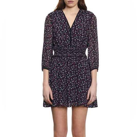 NWT SIZE 1/US 4 The Kooples Black and Pink Mini Dress