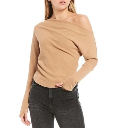 NWOT SIZE S We The Free Camel Off-Shoulder Sweater