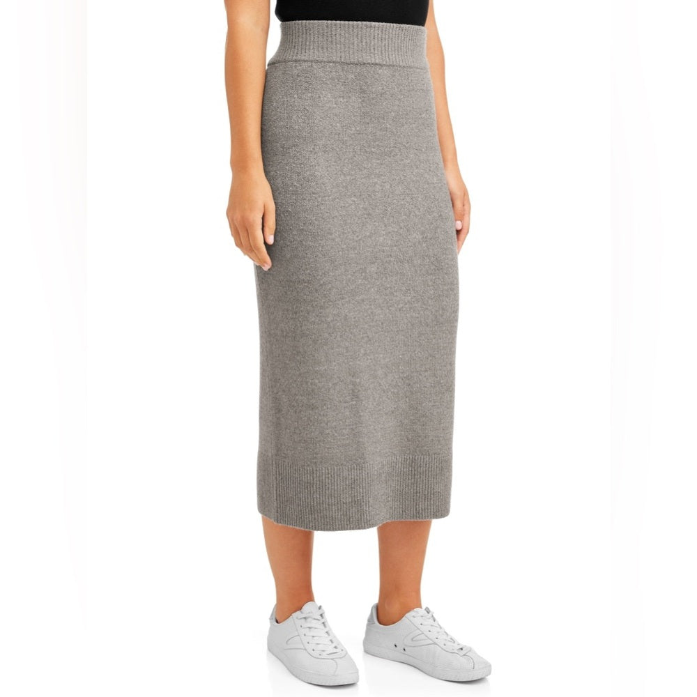 NWOT SIZE XL Time and Tru Gray Knit Midi Skirt