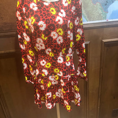 NWT SIZE 1/US 4 The Kooples Multicolor Floral Long Sleeve Dress