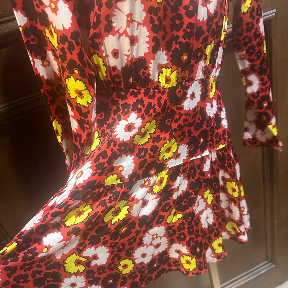 NWT SIZE 1/US 4 The Kooples Multicolor Floral Long Sleeve Dress
