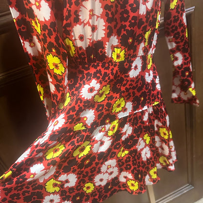 NWT SIZE 1/US 4 The Kooples Multicolor Floral Long Sleeve Dress