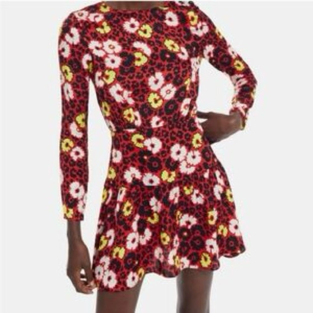 NWT SIZE 1/US 4 The Kooples Multicolor Floral Long Sleeve Dress