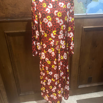 NWT SIZE 4/US 10 The Kooples Red and White Floral Long Sleeve Dress