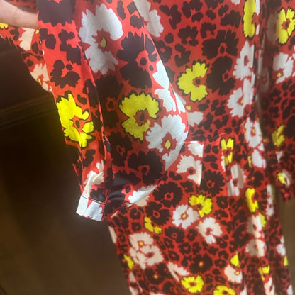 NWT SIZE 4/US 10 The Kooples Red and White Floral Long Sleeve Dress