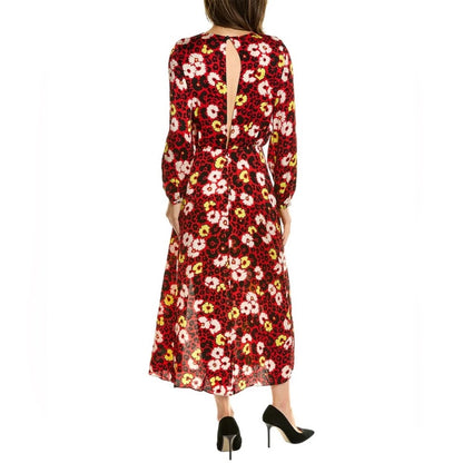 NWT SIZE 4/US 10 The Kooples Red and White Floral Long Sleeve Dress