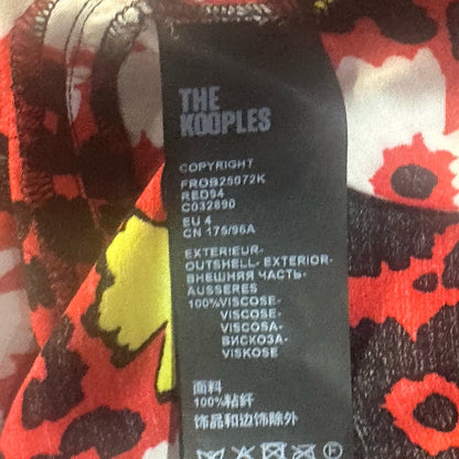 NWT SIZE 4/US 10 The Kooples Red and White Floral Long Sleeve Dress