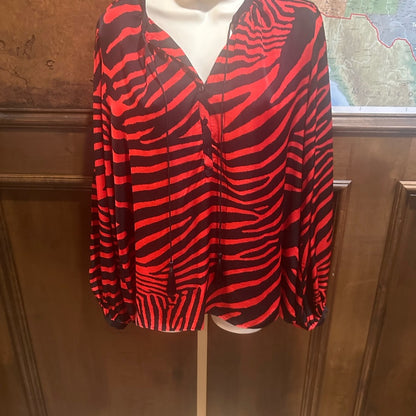 NWT SIZE 2/US 6 The Kooples Red and Black Zebra Print Blouse