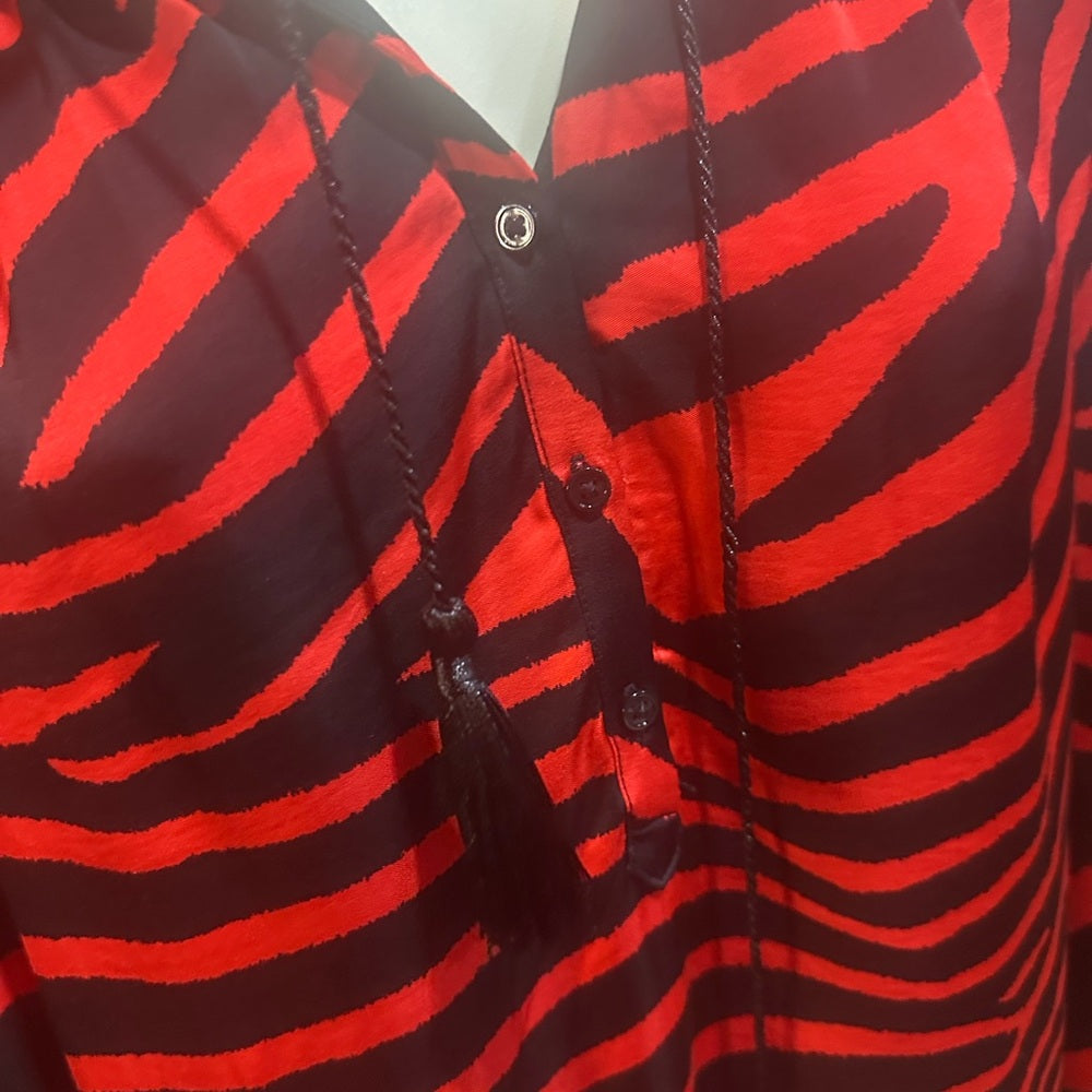 NWT SIZE 2/US 6 The Kooples Red and Black Zebra Print Blouse
