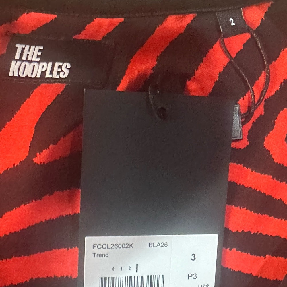 NWT SIZE 2/US 6 The Kooples Red and Black Zebra Print Blouse