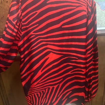 NWT SIZE 2/US 6 The Kooples Red and Black Zebra Print Blouse