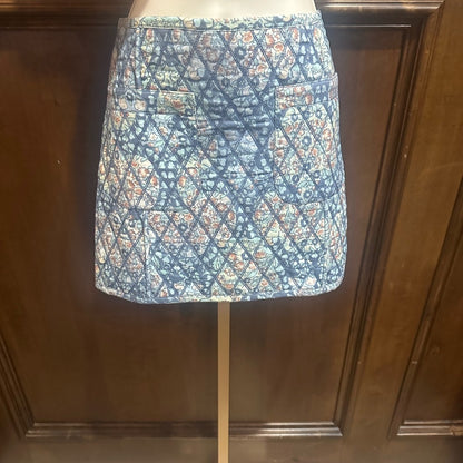 NWOT SIZE 4 Free People Blue and White Geometric Mini Skirt