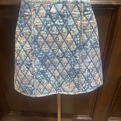 NWOT SIZE 4 Free People Blue and White Geometric Mini Skirt