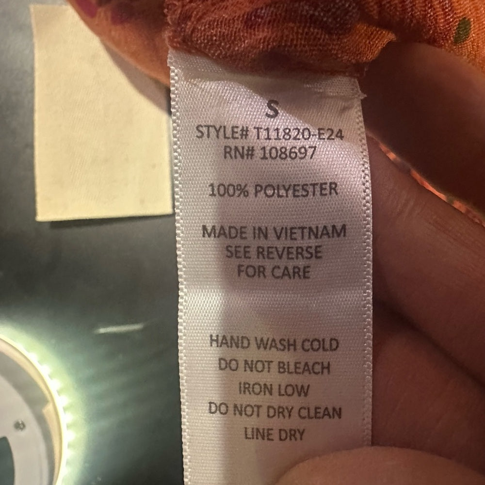 NWT SIZE 1X Easel Vibrant Orange Patterned Long Sleeve Dress