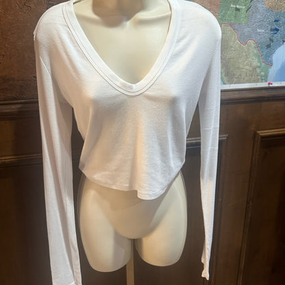 NWT SIZE XS-M-L Cotton Citizen White V-Neck Crop Top