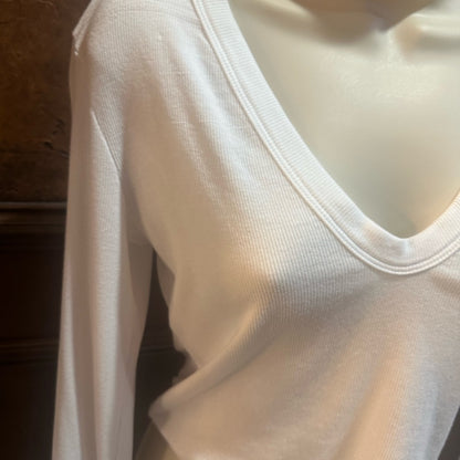 NWT SIZE XS-M-L Cotton Citizen White V-Neck Crop Top