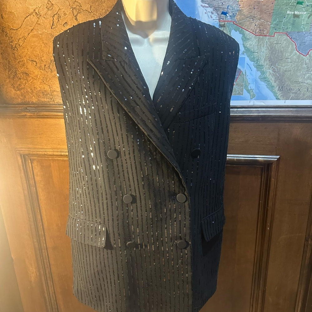SIZE 16 MICHAEL Michael Kors Black Sequin Vest