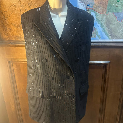 SIZE 16 MICHAEL Michael Kors Black Sequin Vest