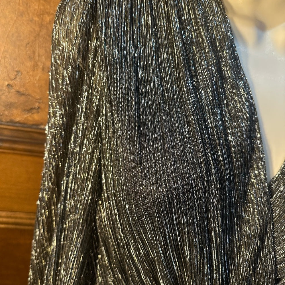 NWT SIZE 1/US 4 The Kooples Metallic Silver Long Sleeve Dress