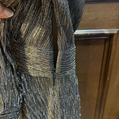 NWT SIZE 1/US 4 The Kooples Metallic Silver Long Sleeve Dress