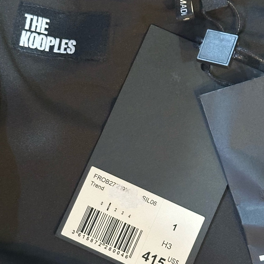 NWT SIZE 1/US 4 The Kooples Metallic Silver Long Sleeve Dress