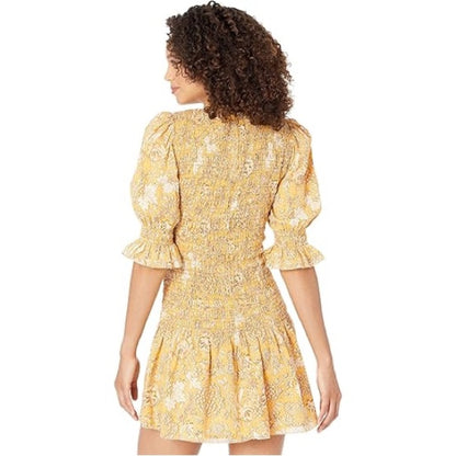 NWT SIZE 3/L Mango Mustard Floral Long Sleeve Dress