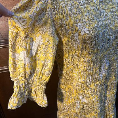 NWT SIZE 3/L Mango Mustard Floral Long Sleeve Dress