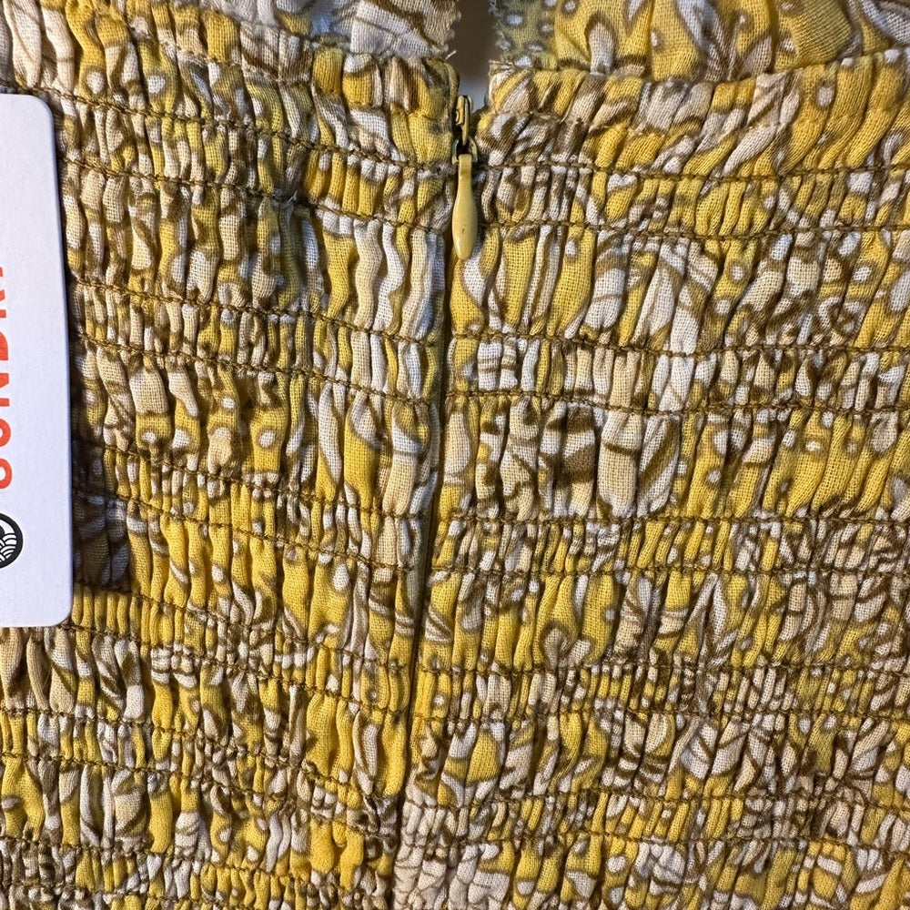 NWT SIZE 3/L Mango Mustard Floral Long Sleeve Dress