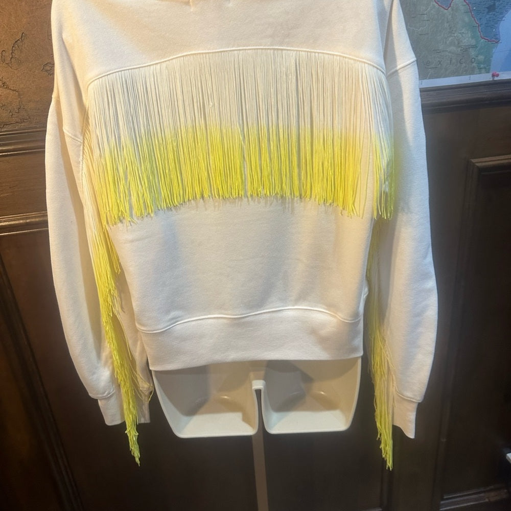 NWT SIZE M 525 America White and Yellow Fringe Sweatshirt
