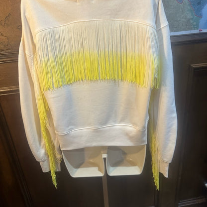 NWT SIZE M 525 America White and Yellow Fringe Sweatshirt