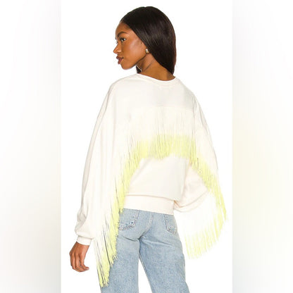 NWT SIZE M 525 America White and Yellow Fringe Sweatshirt