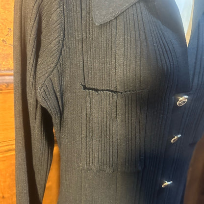 NWT SIZE L Chic Black Long Sleeve Button-Up Dress