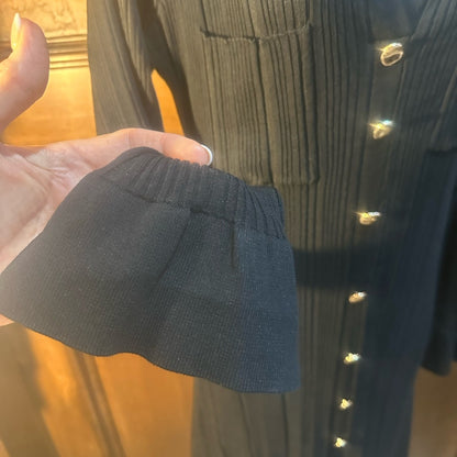 NWT SIZE L Chic Black Long Sleeve Button-Up Dress