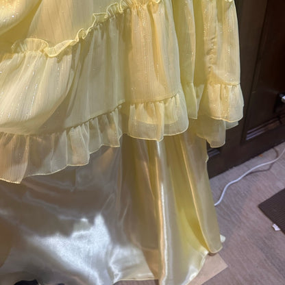 NWT SIZE 4 Mac Duggal Strapless Sunshine Yellow Gown