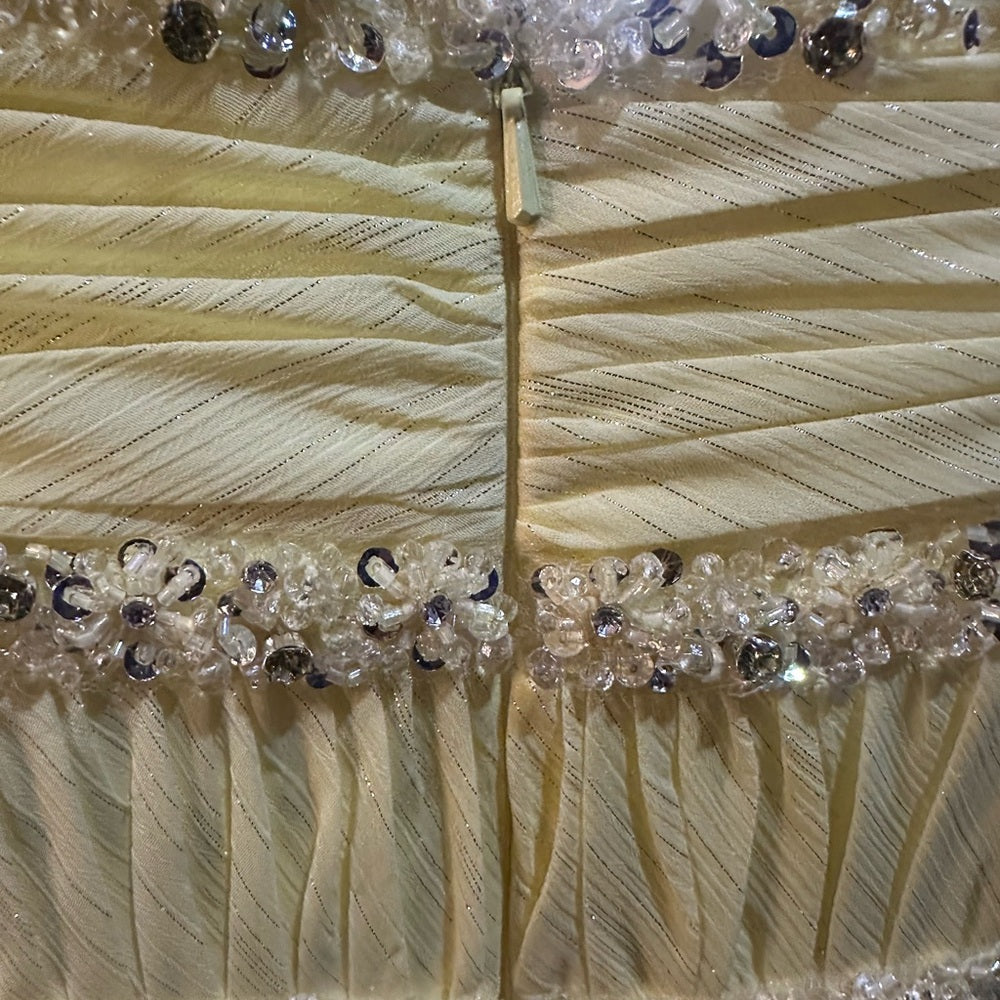 NWT SIZE 4 Mac Duggal Strapless Sunshine Yellow Gown