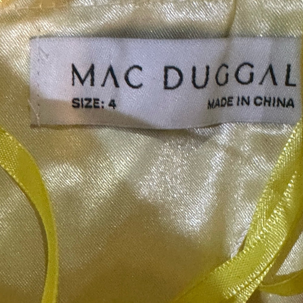 NWT SIZE 4 Mac Duggal Strapless Sunshine Yellow Gown