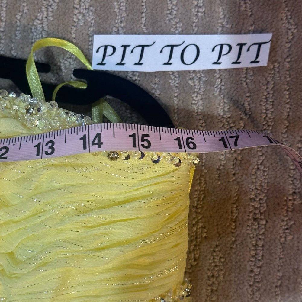 NWT SIZE 4 Mac Duggal Strapless Sunshine Yellow Gown