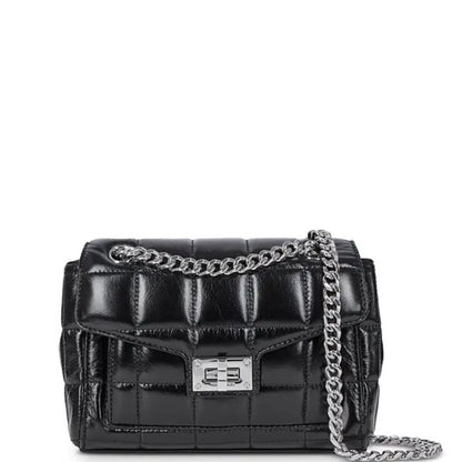 NWT OS The Kooples Glossy Black Mini Bag with Silver Chain