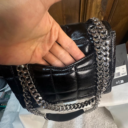 NWT OS The Kooples Glossy Black Mini Bag with Silver Chain